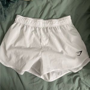 White gym shark shorts